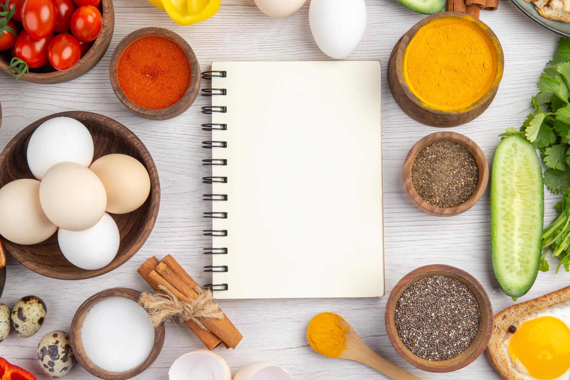 Consultation notes and ingredient list on a notebook
